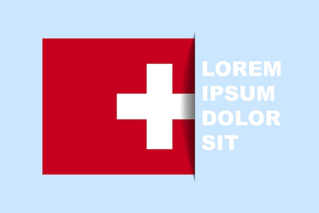 Half Switzerland flag vector with copy space, country flag with shadow style, horizontal slide effec