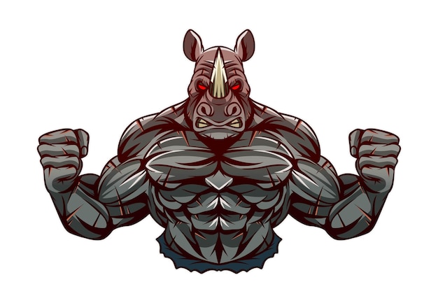 Halfbody Angry Rhino Artwork Illustration