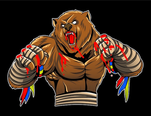 Halfbody bear fighter illustratie