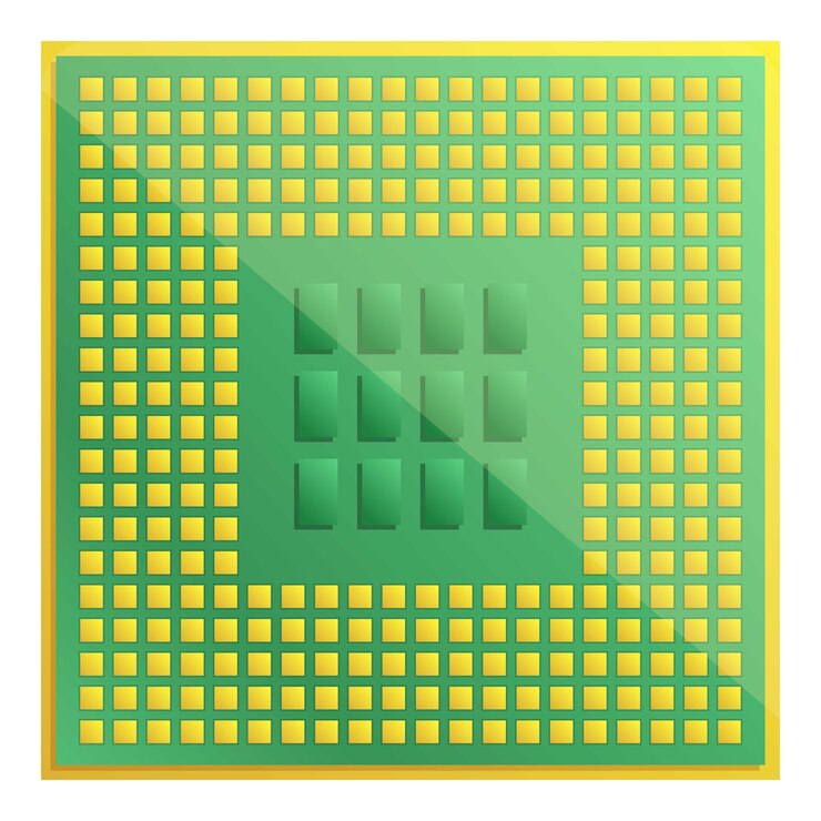Vector halfgeleider processor pictogram cartoon van halfgeleider processor vector pictogram voor webdesign geïsoleerd op een witte achtergrond