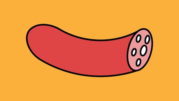 Halfronde worst op een oranje achtergrond vector illustratie vleesworst met spek salami