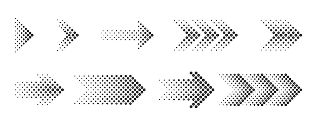 Halftone arrows vector collection