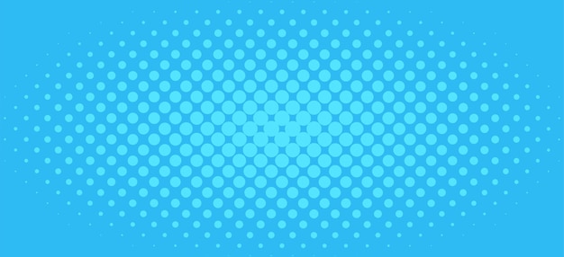 도트가 있는 만화 스타일의 하프톤 배경 패턴 방사형 하프톤이 있는 파란색 벽지