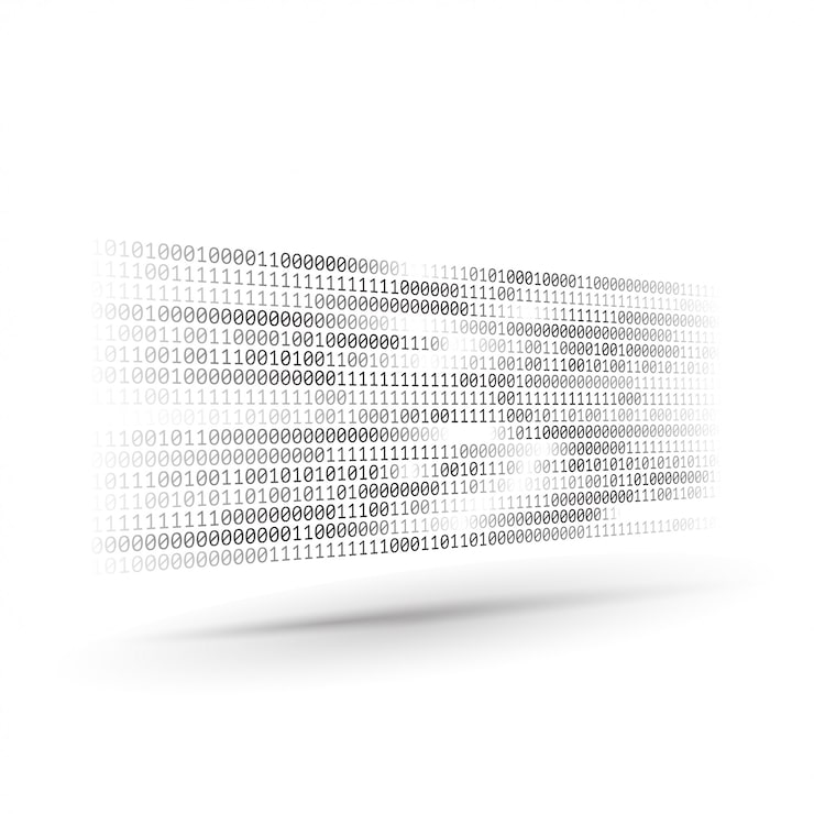 Vector halftone binary code. information and data stream. abstract computer technology background. dynamic elements for design. coding, programing, software development.