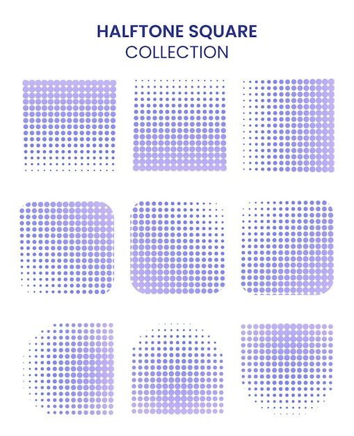 Halftone Blue Square-collectie gratis vector