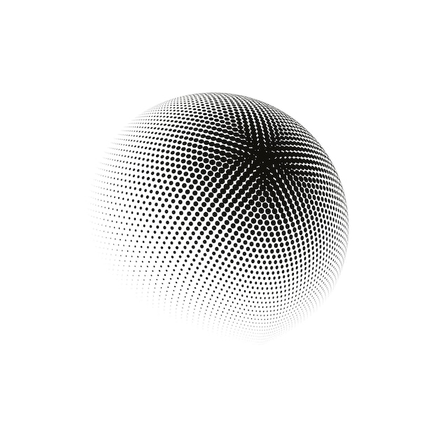 Vector halftone bol gestippelde vectorillustratie cirkel halftoonpatronen stippen logo globe vectorillustratie