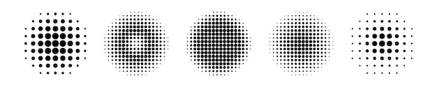 Halftone circle background. vector dotted halftone geometric fade round pattern.