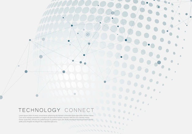 halftone circle background with molecule connect