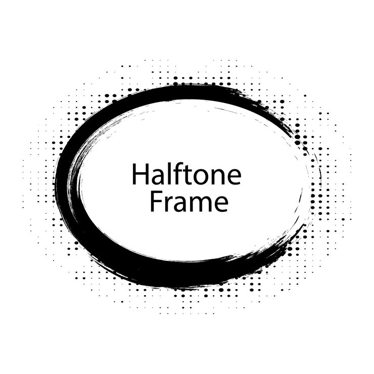 Vector halftone circle dotted frame circularly distributed abstract dots logo emblem design element round border icon using random halftone circle dot raster texture half tone circular background pattern