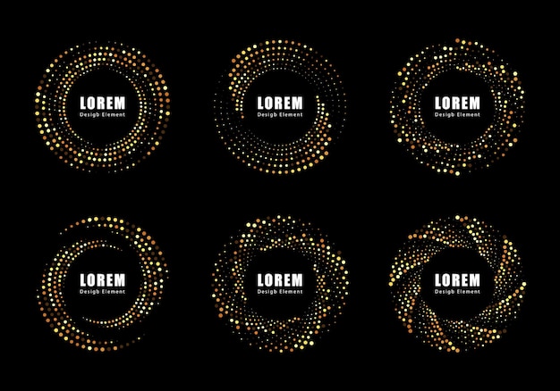 Halftone circle dotted logo circularly distributed.