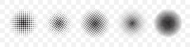 Halftone circle elements collection decoration. vector illustration