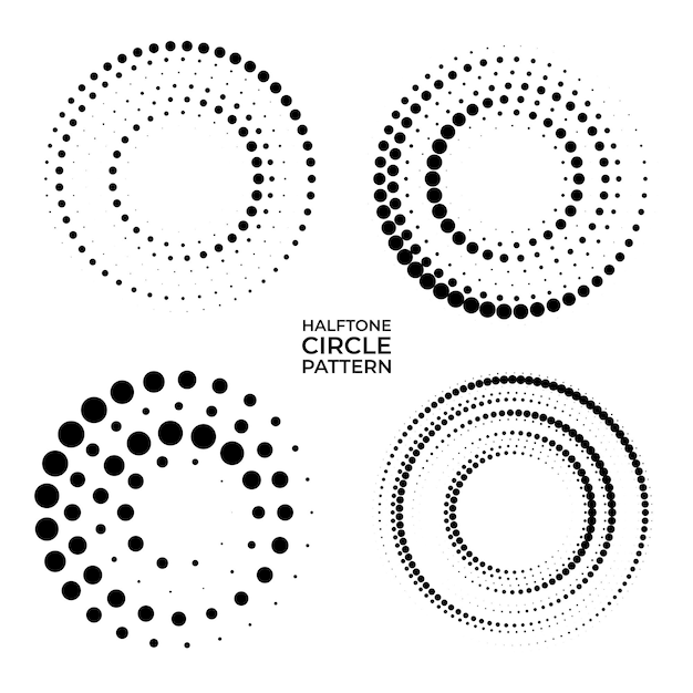 Halftone circle frame patterns logo design elements halftone circular background pattern