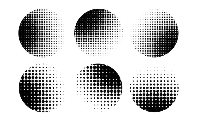 Vector halftone circle frame patterns logo design elements halftone circular background pattern