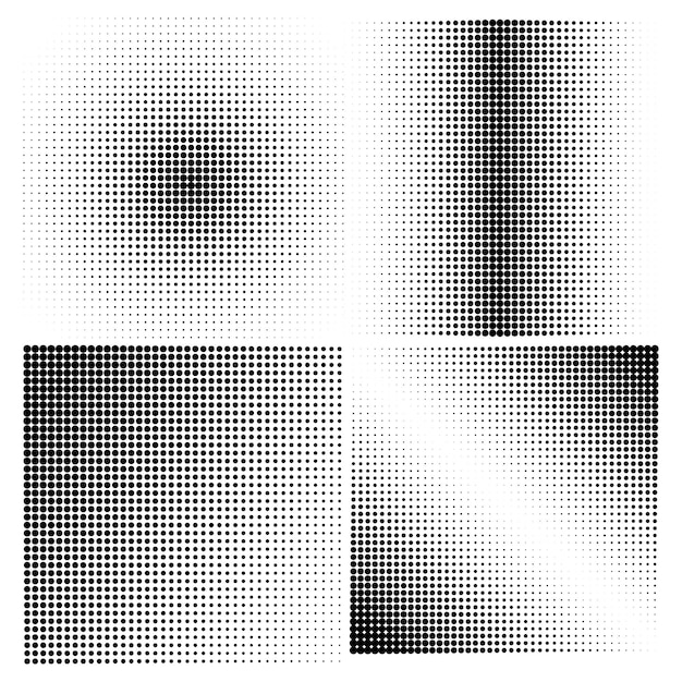 Halftone circles halftone dot pattern texture set on white background