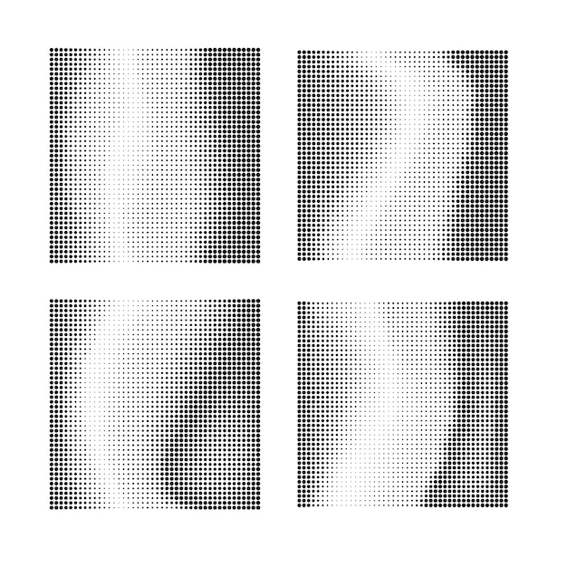 Halftone circles halftone dot pattern texture set on white background