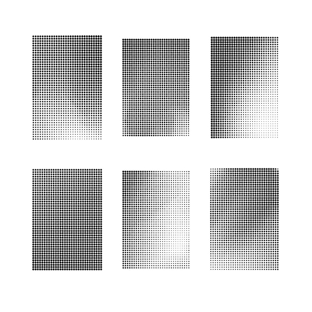 Halftone circles halftone dot pattern texture set on white background