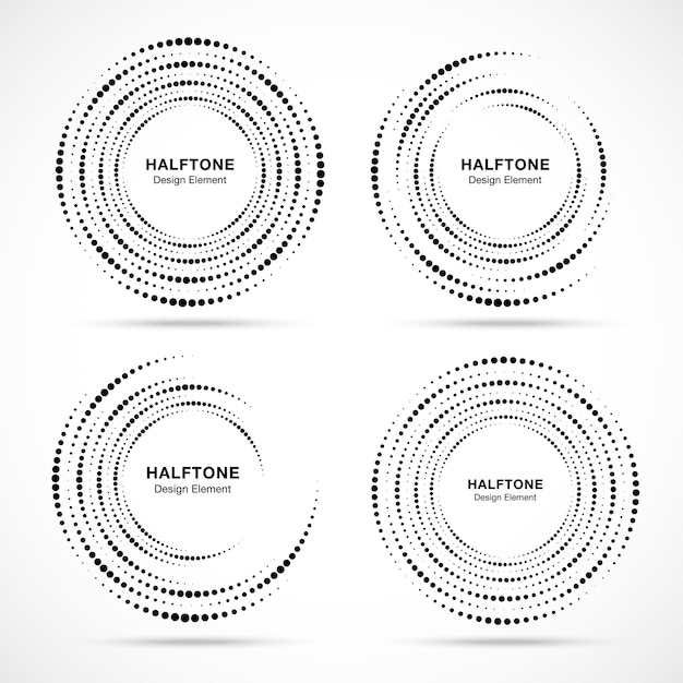 Halftone circulaire vortex gestippelde kaderset.