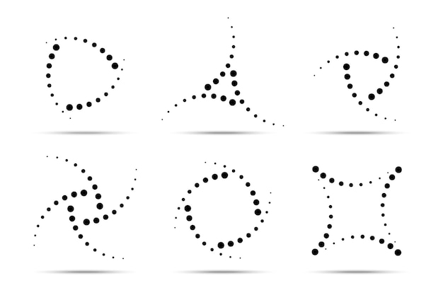 Halftone circular dotted frames set. circle dots