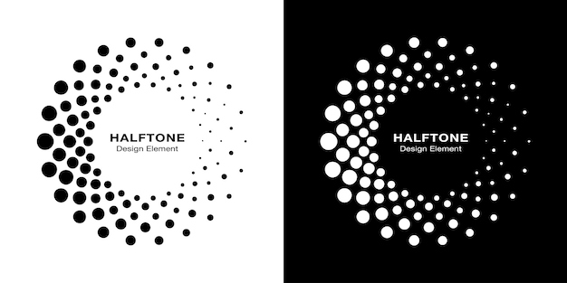 Halftone circular dotted frames set.