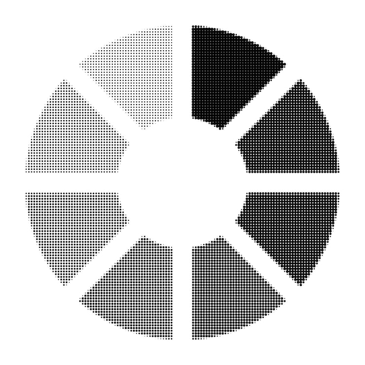 Vector halftone circular loading icon with segmented progress design minimal black and white style for ui app interface