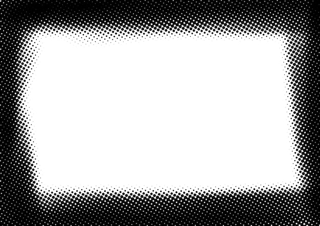 Halftone cirkel frame horizontale achtergrond zwarte cirkelvormige rand met behulp van halftoonpunten textuur