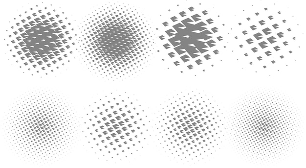 Halftone cirkel vormen achtergrond ontwerp vector set van acht