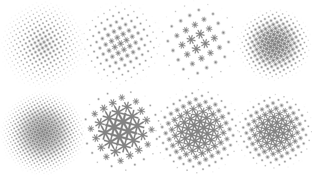 Halftone cirkel vormen achtergrond ontwerp vector set van acht