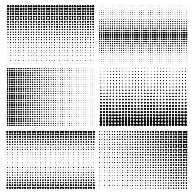 Halftone design elements with black dots isolated on white background comic dotted pattern vector