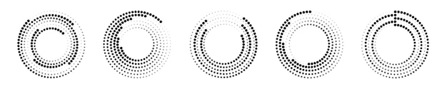 Vector halftone dot circle frame vector. round dotted pattern template geometric background