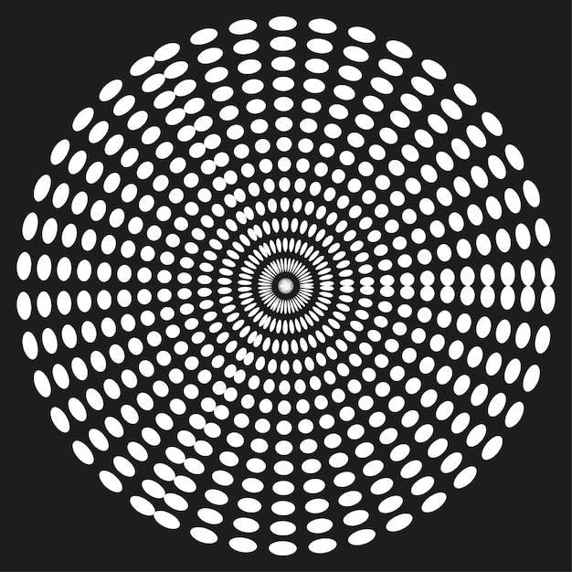 Halftone dot cirkel Stralende ring vector Optische diepte patroon Bold noir contrast
