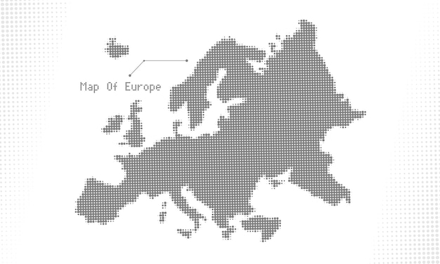 halftone dot map of europe abstract vector design for infographics and presentations