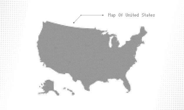 Vector halftone dot map of united states abstract vector design for infographics and presentations