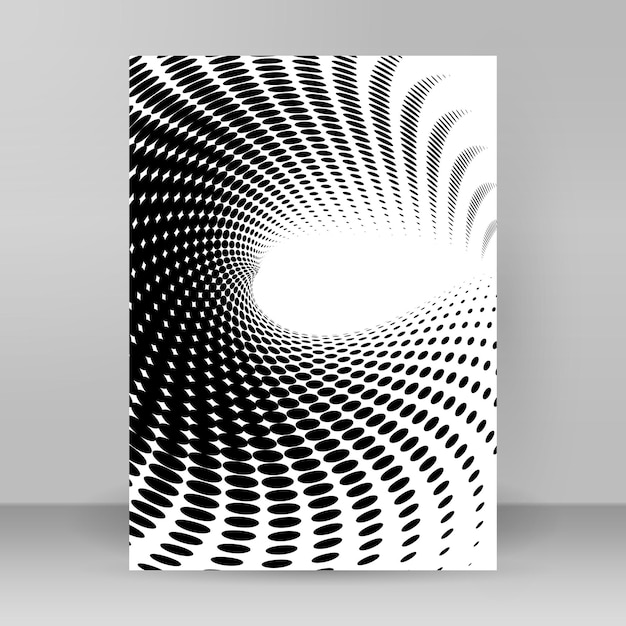 Полутоновый точечный узор круговой вихрь элементы дизайна макет poster07