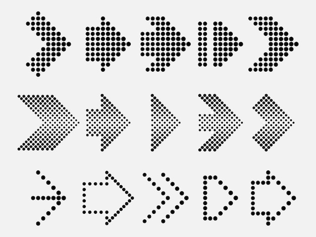 Vector halftone dots arrows set