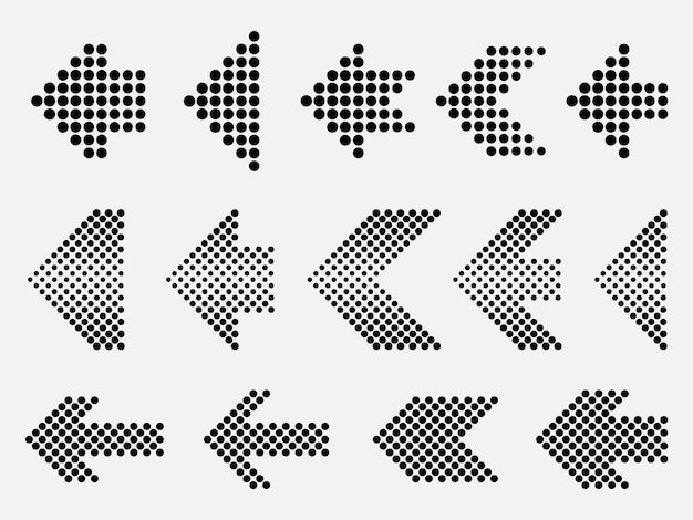 Halftone dots arrows set