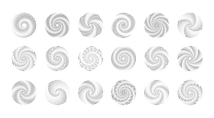 Vector halftone dots in circle form design spiral dots backdrop