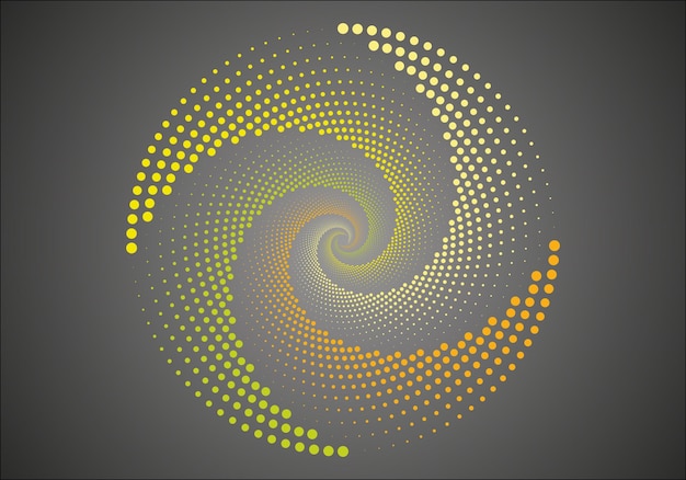 Полутоновые точки в форме круга. круглый логотип. вектор пунктирная рамка. элемент дизайна спиральные точки фона