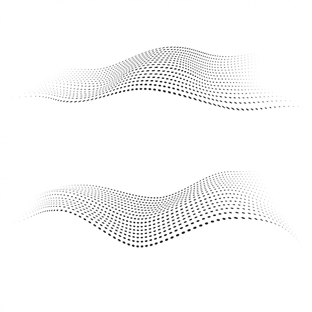 Vector halftone dots shapes. dynamic waves form.