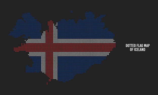 아이슬란드의 하프톤 점선 스타일 플래그 지도