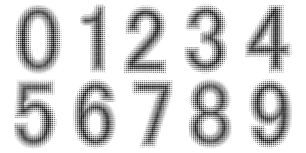 Halftone effect numbers Dotted font vector Dotted embossed numbers Font Monochrome vector design