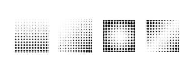 Halftone effect samples Set of vector halftone gradient squares Design elements