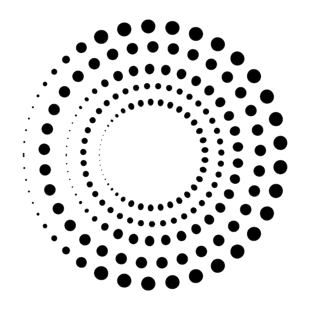 Halftone gestreepte snelheidslijnen cirkel geometrische kunst in cirkelvorm ronde wervel beweging symbool halftone