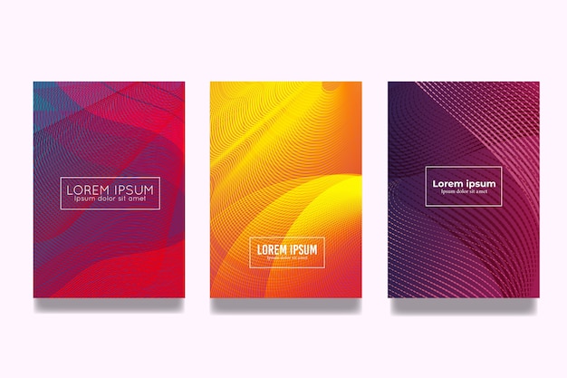 Halftone gradient abstract lines cover collection