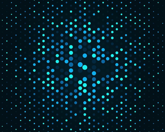 Halftone gradient background with dots Background with blue circles in different sizes