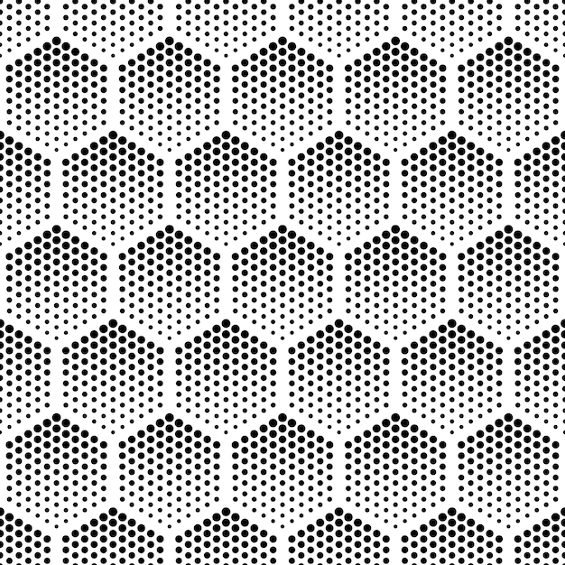 halftone hexagonal vector seamless pattern