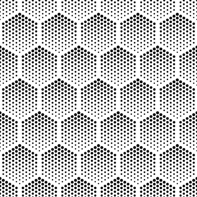 Halftone Hexagonal Vector Seamless Pattern