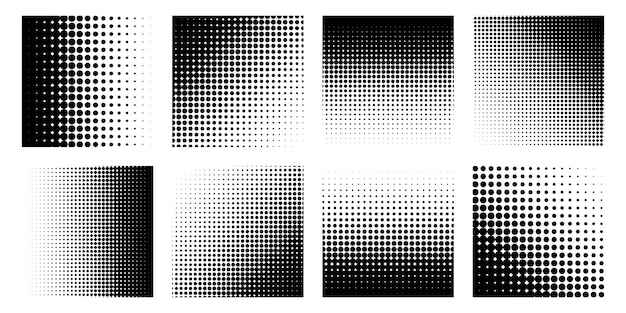 Halftone patroon ronde punten set abstracte halftone achtergrond