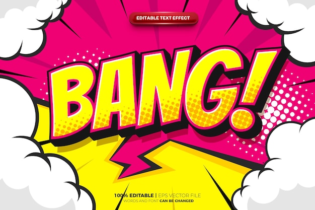 Halftone Retro Pop Art Bang Comic Text Effect