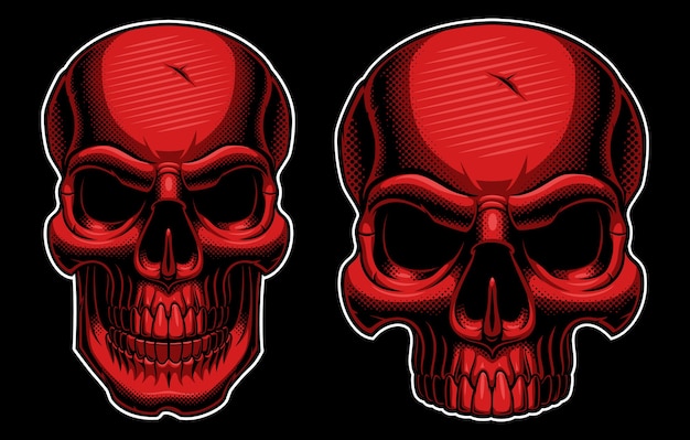 Vector halftone skull on dark background.