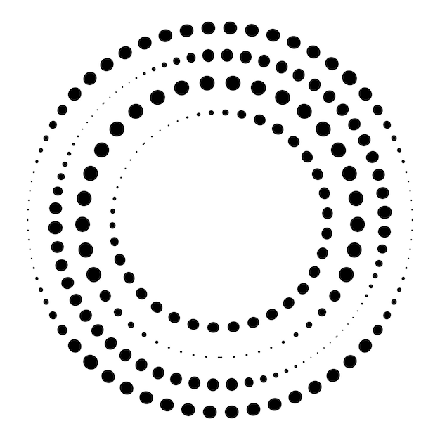 Halftone snelheidslijnen cirkel geometrische kunst in cirkelvorm ronde wervel beweging symbool halftone